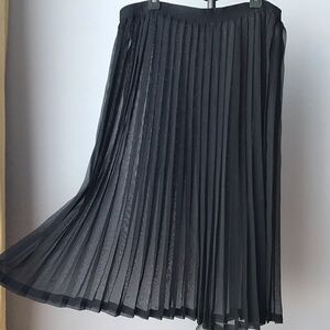 Vintage Blacky Dress black sheer pleated maxi skirt plus size 18